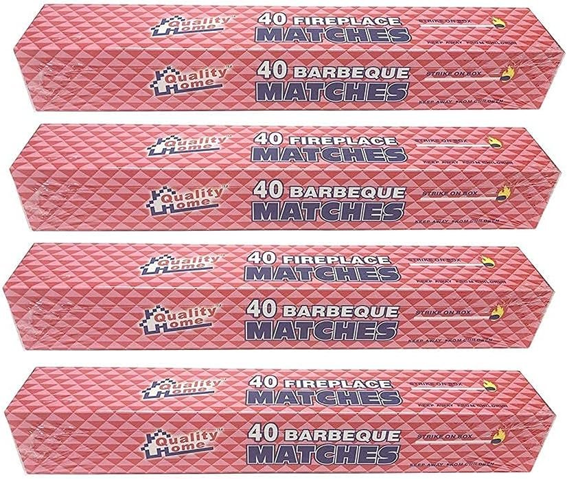 Quality Home 4 Boxes – 11″ Fireplace Matches, Long Reach, 160 Matches Total by Quality Home